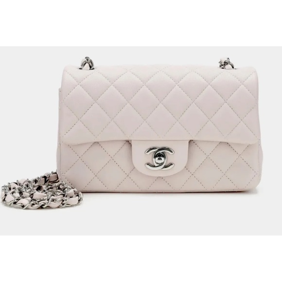 Chanel 21 Rectangular Mini Classic Flap, Light Purple Pink, Mauve Puce RARE - Picture 13 of 16